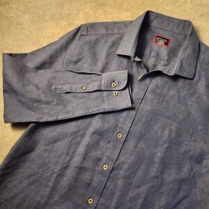 Untuckit Blue Button-Up Long Sleeve Shirt,‎ Men's Dress Casual, 100% Linen